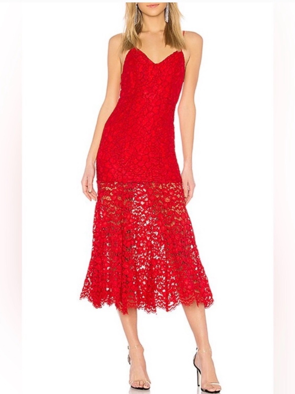 NBD x Revolve Brielle Red Lace Dress NWT, size M